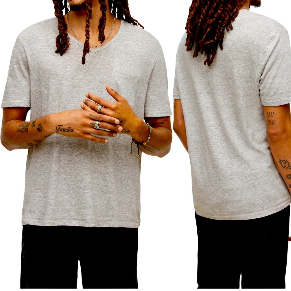 John Varvatos Driggs Stripe cotton and linen T-shirt. V-neck. New w/o tags.